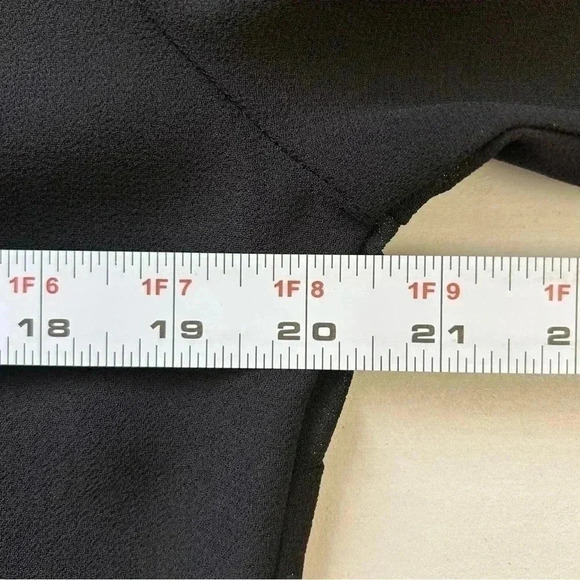 Vintage Marsellis Sheer Blouse Ruffle Collar Open Long Sleeve Black Medium - Picture 9 of 14